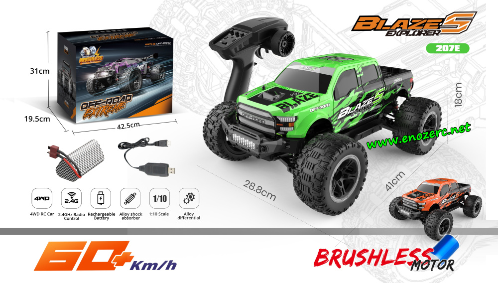 ENOZE 207E 1/10 Brushless All Terrains RC Racing Car, Top Speed 60km/h
